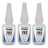 Kit 3 Cola Tekbond 793 Superbond Instantânea 20g Adesivo