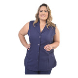 Kit 3 Colete Feminino Social Uniforme Plus Size Com 2 Bolsos