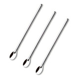 Kit 3 Colher Para Mexer Suco 30 Cm Leite Copo Jarra Comprida Cor Do Cabo Aço Inox Croaço