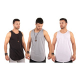 Kit 3 Com Camisa Camiseta Blusa Regata Masculina Longline