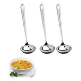 Kit 3 Concha Pegador Servir Molho Caldo Metal Inox 25cm