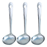 Kit 3 Concha Pequena Servir Feijão Caldo Metal Inox 20cm