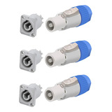 Kit 3 Conector Powercon Macho E Fêmea Cinza 20a Tipo Neutrik