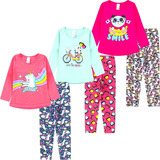 Kit 3 Conjunto Infantil Feminina Legging Inverno Atacado