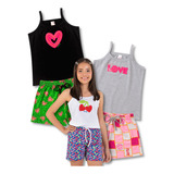 Kit 3 Conjunto Infantil Feminino Roupa De Verão Menina