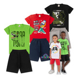 Kit 3 Conjunto Juvenil Verão Menino 10 12 14 16 Anos