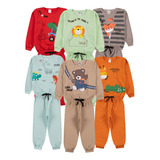 Kit 3 Conjunto Moletom Infantil Inverno Menino Roupa Bebe