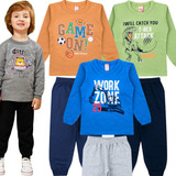 Kit 3 Conjunto Moletom Infantil Roupa Menino Inverno Premium
