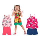 Kit 3 Conjuntos Kyly Infantil Menina Verão 01 Ao 08