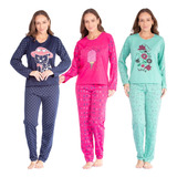 Kit 3 Conjuntos Pijama