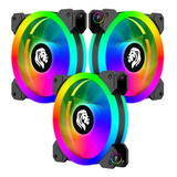 Kit 3 Cooler Fan 120mm Led Ring Rgb Gabinete Ventoinha Gamer