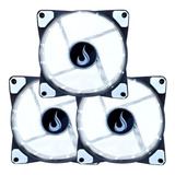 Kit 3 Cooler Fan Led Branco 120mm 12cm Gabinete Pc Gamer 12v