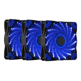 Kit 3 Cooler Fan Led Gamer 120mm Ventoinha Gabinete Azul