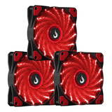 Kit 3 Cooler Fan Led Vermelho Gamer Ventoinha 120mm 12v