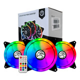 Kit 3 Cooler Fan Rgb 12x12cm C controladora Cores Controle