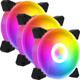 Kit 3 Cooler Fan Rgb 6 Pinos P Controladora 120mm 1200rpm