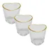 Kit 3 Copos Shot Coração Vidro Com Borda Dourada 50ml