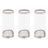 Kit 3 Copos Suporte Vela 7 Dias Transparente Base Alumínio