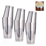 Kit 3 Coqueteleira Inox Profissional Boston Coquetel 2 Copos