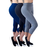 Kit 3 Corsário Legging Feminina Suplex Academia Fit