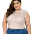 Kit 3 Cropped Tule Dourado Regata Plus Size Feminina Look