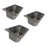 Kit 3 Cuba Gastronômica Gn 1 4 100mm Aço Inox Rechaud Buffet