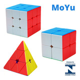 Kit 3 Cubo Mágico 2x2 3x3 Pirâmide Profissional Puzzle Cor Da Estrutura Colorido