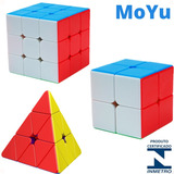 Kit 3 Cubo Mágico 2x2 3x3 Pirâmide Profissional Puzzle Cor Da Estrutura Colorido