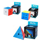 Kit 3 Cubo Mágico 2x2x2 3x3x3 Pirâmide Profissional Cube