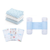 Kit 3 Cueiro Flanelado 3 Fraldas Babetes Segura Bebê Rolinho