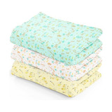 Kit 3 Cueiros Flanelados Estampados 80x60cm Bebe