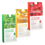 Kit 3 Cx Folhas Prontas Depilação Corporal Depilflax