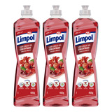Kit 3 Detergente Gel Concentrado Cereja Hibisco 400ml Limpol