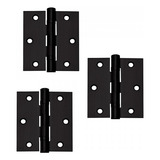 Kit 3 Dobradiças Reta Inox 3 5 X 3 Com Rolamento Preto Fosco