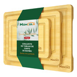 Kit 3 Ecológico Bambu Tábua De Corte Cozinha 38 30 23cm