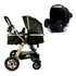 Kit 3 Em 1 Carrinho Luxo + Bebê Conforto Preto Selo Inmetro