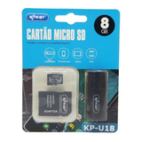 Kit 3 Em 1 Knup Kp-u18 Cartão Micro Sd 8gb P/ Leitor