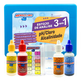 Kit 3 Em 1 Teste Medidor Ph Cloro Alcalinidade Água Piscinas