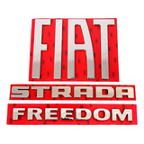 Kit 3 Emblemas Traseiro Preto Mala Fiat Nova Strada Freedom