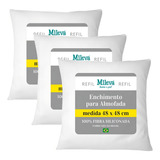 Kit 3 Enchimento Almofada Refil 48x48 Fibra 100 Siliconada Cor Branco