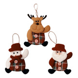 Kit 3 Enfeite Natal Grande Alce Papai Noel Boneco De Neve