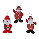 Kit 3 Enfeites De Natal De Pendurar Papai Noel E Bonequinho De Neve Para Árvore E Decoração Natalina 1 PAPAI NOEL XADREZ 1 BONECO XADREZ 1 PAPAI NOEL CHAPÉU VERMELHO 