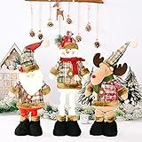 Kit 3 Enfeites De Natal De Retrátil Boneco De Neve Alce Papai Noel 40 55 Cm 12cm Decoração Natalina Para Porta Arvore Jardim Ou Escritorio 