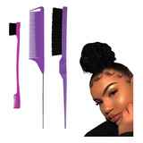 Kit 3 Escova Escovinha Baby Hair Pente Cabelo Sobrancelha