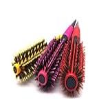 Kit 3 Escova Profissional Para Cabelo Cerâmica Cerdas Naturais De Javali PP Pequeno Médio 