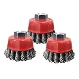 Kit 3 Escova Rotativa Aço Para Furadeira Lixadeira 65mm M14