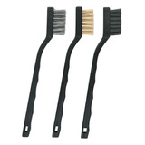 Kit 3 Escovas Com Cerdas De Aço Latao E Nylon Cabo Plastico