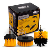 Kit 3 Escovas Limpeza Box Sofas Tapetes Estofados Banheiro Cor Amarelo E Preto Cw100 Oz