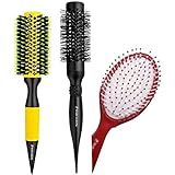 Kit 3 Escovas Profissionais 01 Ceramica PREMIUM Javali 60mm 7967T 01 VAZADA Metalica BLACK PRO School 33mm 7461 01 Raquete Oval Rigida Marco Boni