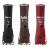 Kit 3 Esmaltes Dailus Tons Escuros Vermelho Queridinhos 7ml